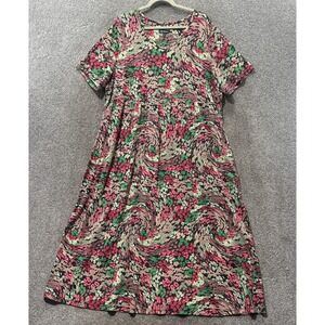 Ulla Popken Maxi Dress Women 20/22 Swirl Floral Cottage Modest Garden Boho Artsy